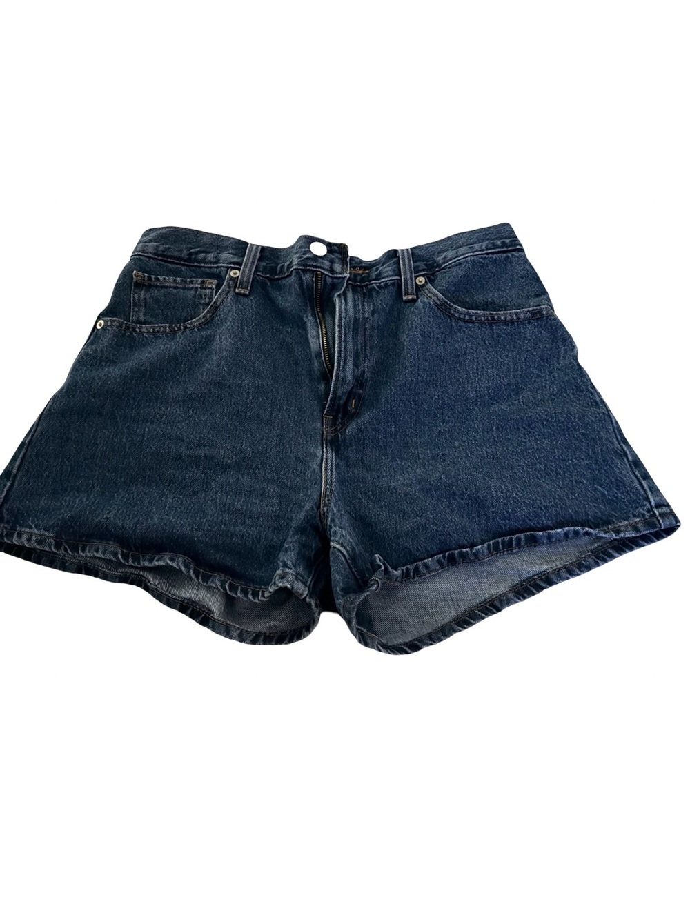 Leviโs High Waisted Mom Shorts Blue Denim Cuffed Casual Summer Size 31